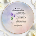 To My Granddaughter, Straighten Your Crown With Floral Design - Personalized Custom Jewelry Dish, Ceramic Dish, Round Shape - GDT127_RCRF
