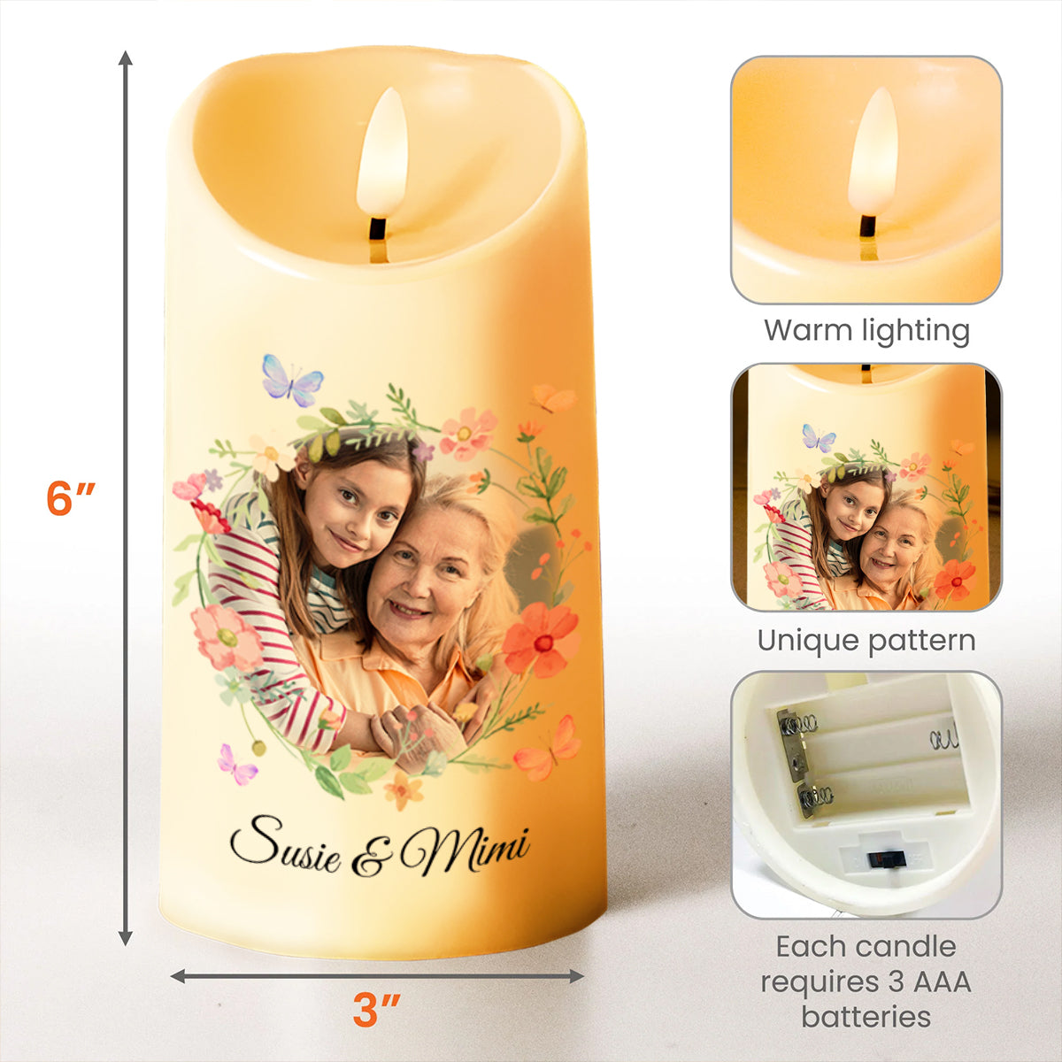Shining Star Granddaughter Inspirational Message With Flowers And Butterflies - Personalized Custom LED Candle - GDT128_LECA