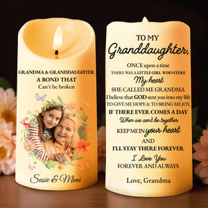 Grandma And Granddaughter Forever Love Floral Design - Personalized Custom LED Candle - GDT129_LECA