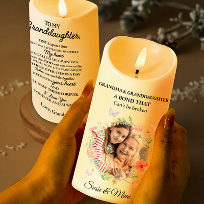 Grandma And Granddaughter Forever Love Floral Design - Personalized Custom LED Candle - GDT129_LECA