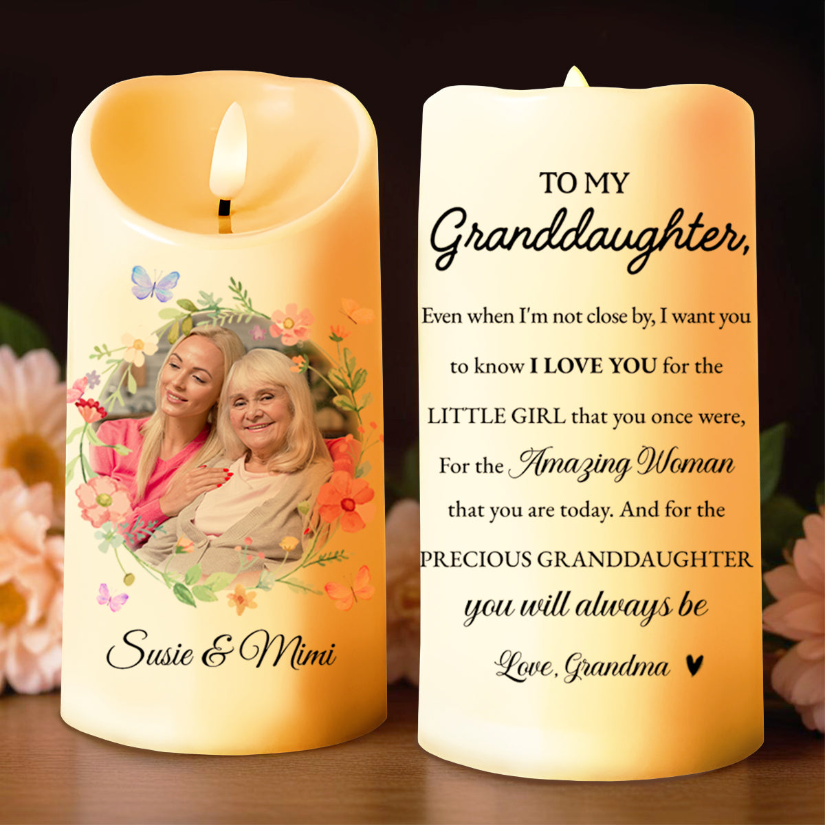 Love For Granddaughter From Grandmother, Amazing Woman Tribute - Personalized Custom LED Candle - GDT130_LECA