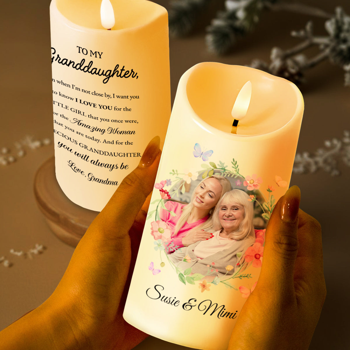 Love For Granddaughter From Grandmother, Amazing Woman Tribute - Personalized Custom LED Candle - GDT130_LECA