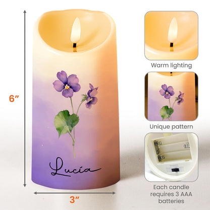 Never Forget That I Love You, Beautiful Floral Design - Personalized Custom LED Candle - GDT134_LECA