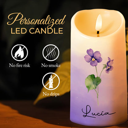 Never Forget That I Love You, Beautiful Floral Design - Personalized Custom LED Candle - GDT134_LECA