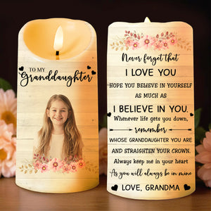 Granddaughter, Always In My Heart With Flowers - Personalized Custom LED Candle - GDT145_LECA