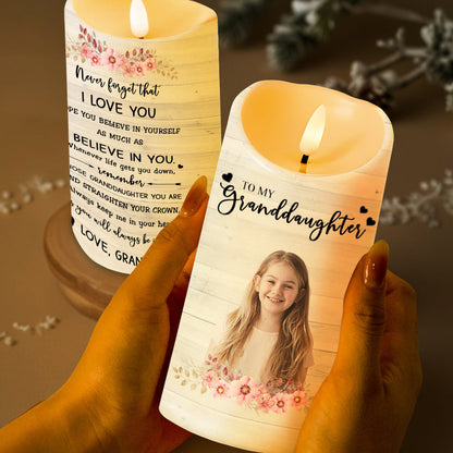 Granddaughter, Always In My Heart With Flowers - Personalized Custom LED Candle - GDT145_LECA