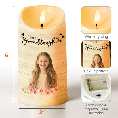 Granddaughter, Always In My Heart With Flowers - Personalized Custom LED Candle - GDT145_LECA