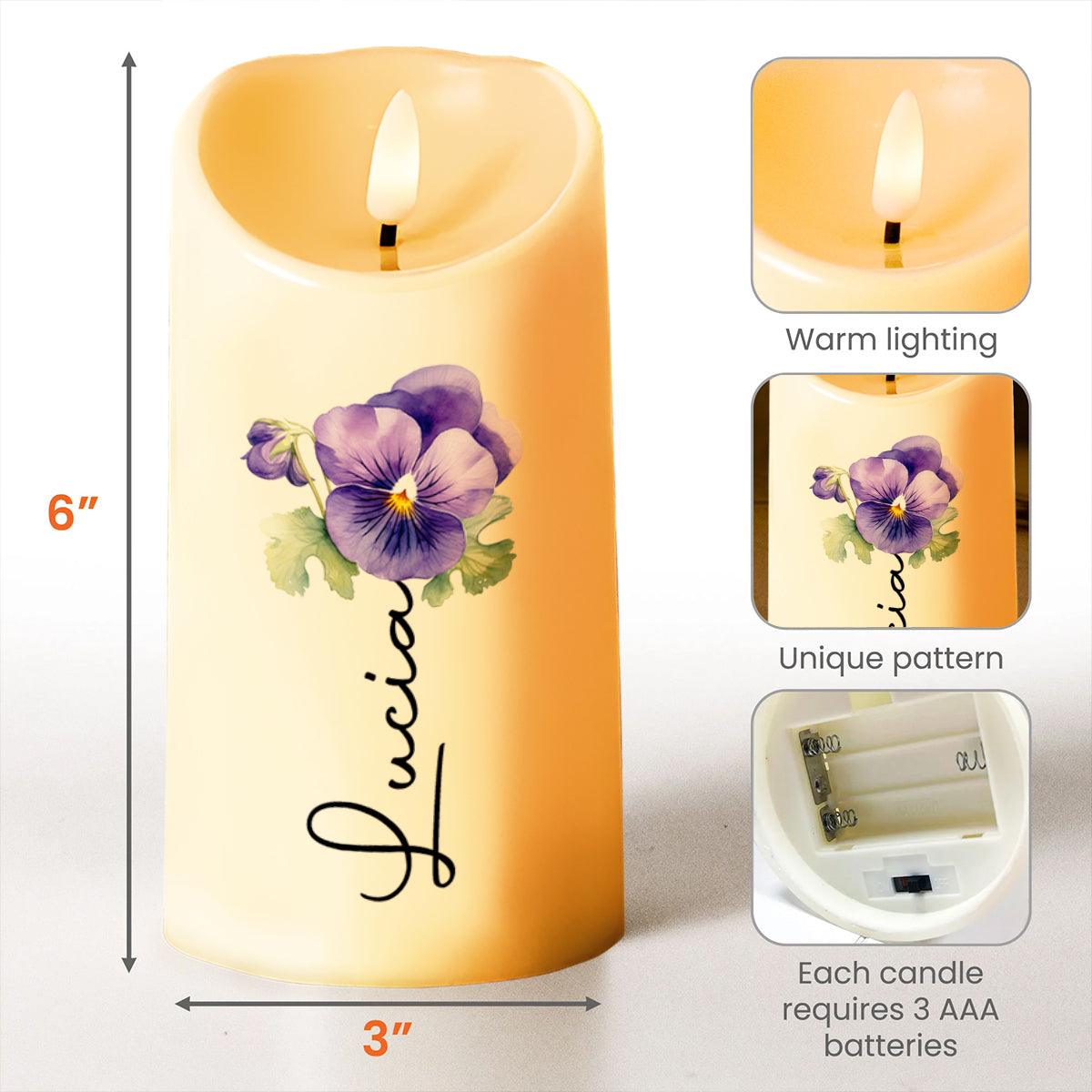 Encouragement Quote Granddaughter With Flowers and Crown - Personalized Custom LED Candle - GDT146_LECA