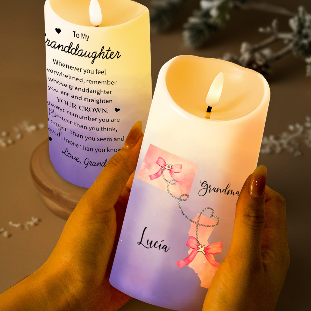 Straighten Your Crown Granddaughter, You Are Braver, Loved, and Stronger - Personalized Custom LED Candle - GDT154_LECA