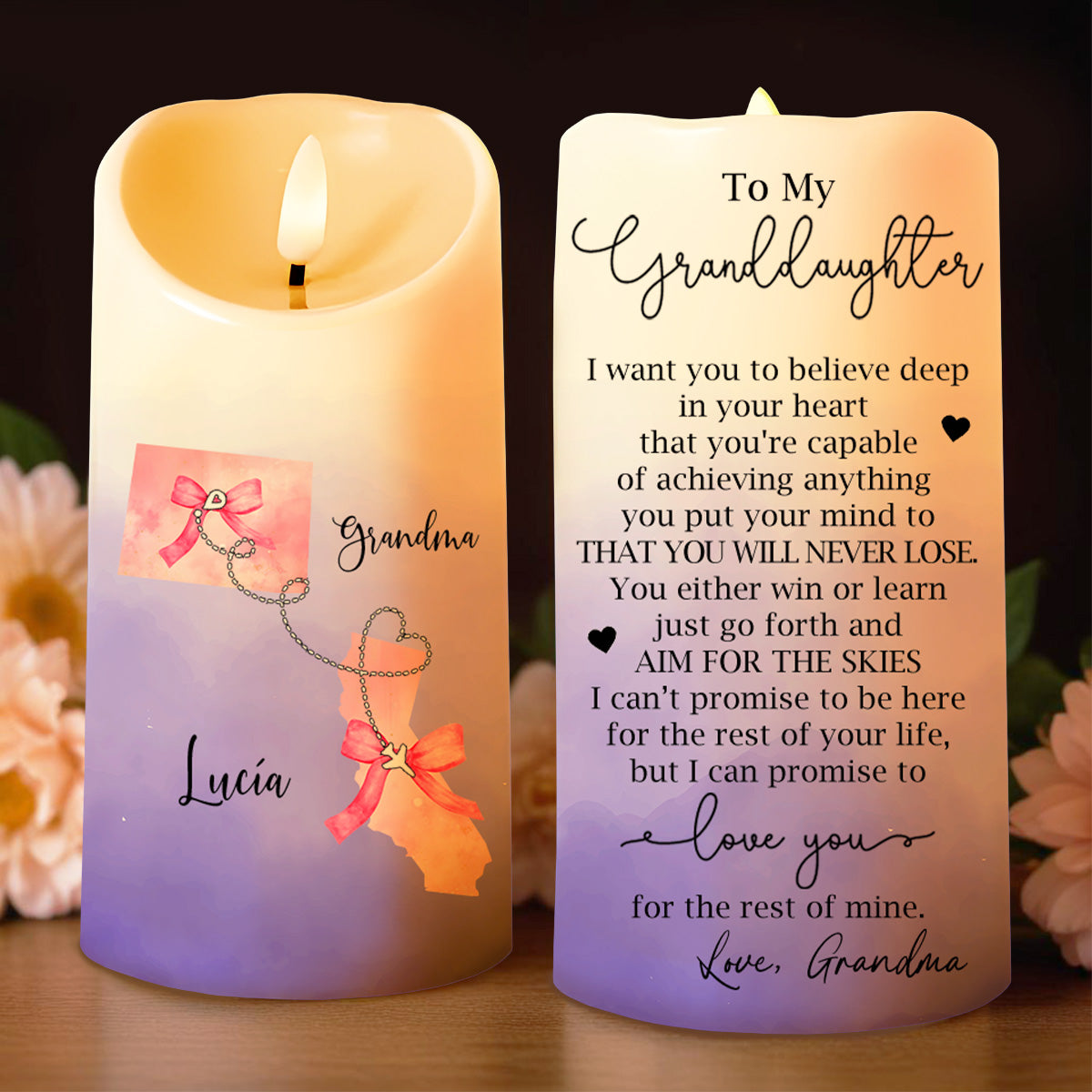 Believe In Your Heart, Aim For The Skies LED Candle - Personalized Custom LED Candle - GDT155_LECA