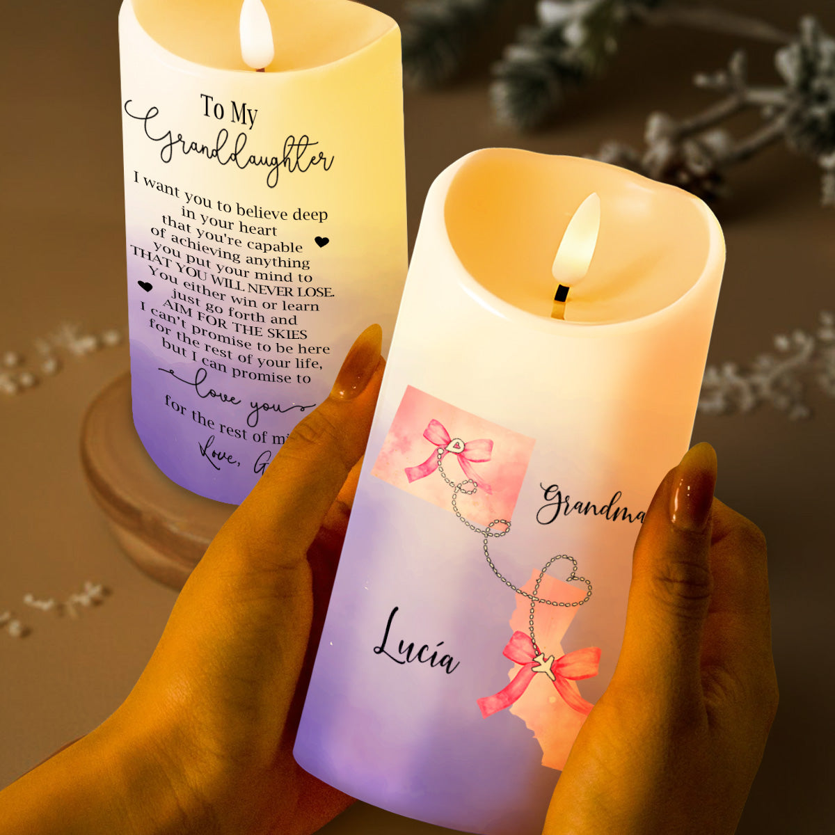 Believe In Your Heart, Aim For The Skies LED Candle - Personalized Custom LED Candle - GDT155_LECA