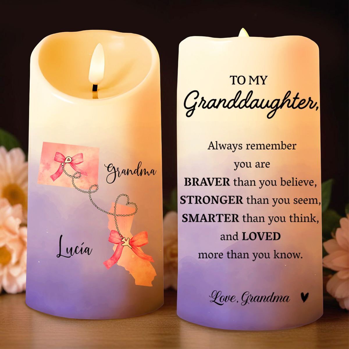 Braver Than You Believe, Stronger Loved Inspirational Message - Personalized Custom LED Candle - GDT156_LECA
