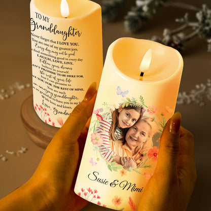 Love and Dreams Granddaughter Floral LED Candle - Personalized Custom LED Candle - GDT166_LECA