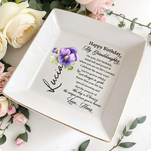Celebrate Your Journey Wisdom And Strength Pansy Flower - Personalized Custom Jewelry Dish - GDT169_SCRD