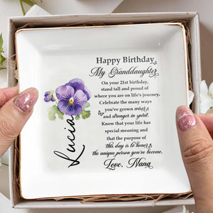 Celebrate Your Journey Wisdom And Strength Pansy Flower - Personalized Custom Jewelry Dish - GDT169_SCRD