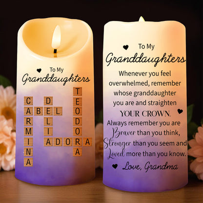 Braver, Stronger, Loved More Quote For Granddaughters - Personalized Custom LED Candle - GDT177_LECA