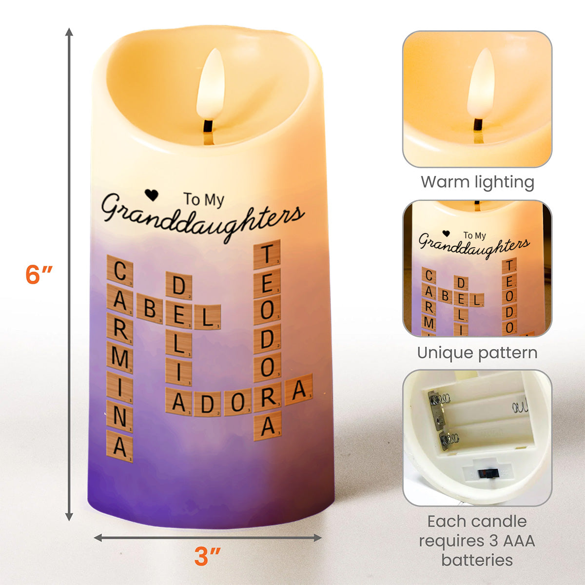 Braver, Stronger, Loved More Quote For Granddaughters - Personalized Custom LED Candle - GDT177_LECA