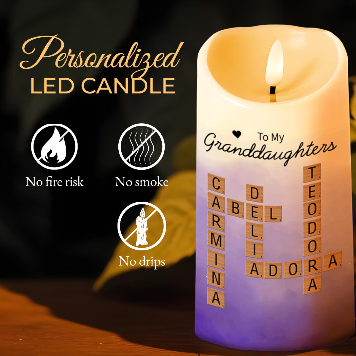 Braver, Stronger, Loved More Quote For Granddaughters - Personalized Custom LED Candle - GDT177_LECA