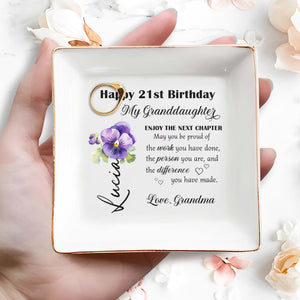 Proud Of You, Enjoy The Next Chapter With Violets - Personalized Custom Jewelry Dish - GDT179_SCRD