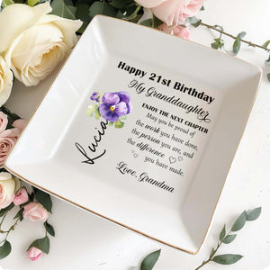 Proud Of You, Enjoy The Next Chapter With Violets - Personalized Custom Jewelry Dish - GDT179_SCRD