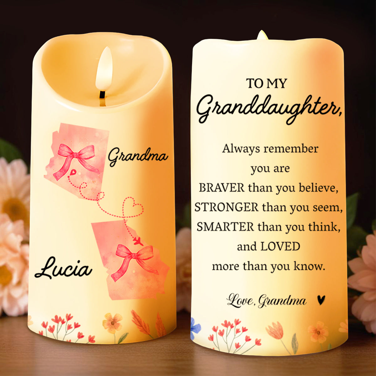 Granddaughter Bravery And Strength Inspirational Quote - Personalized Custom LED Candle - GDT180_LECA