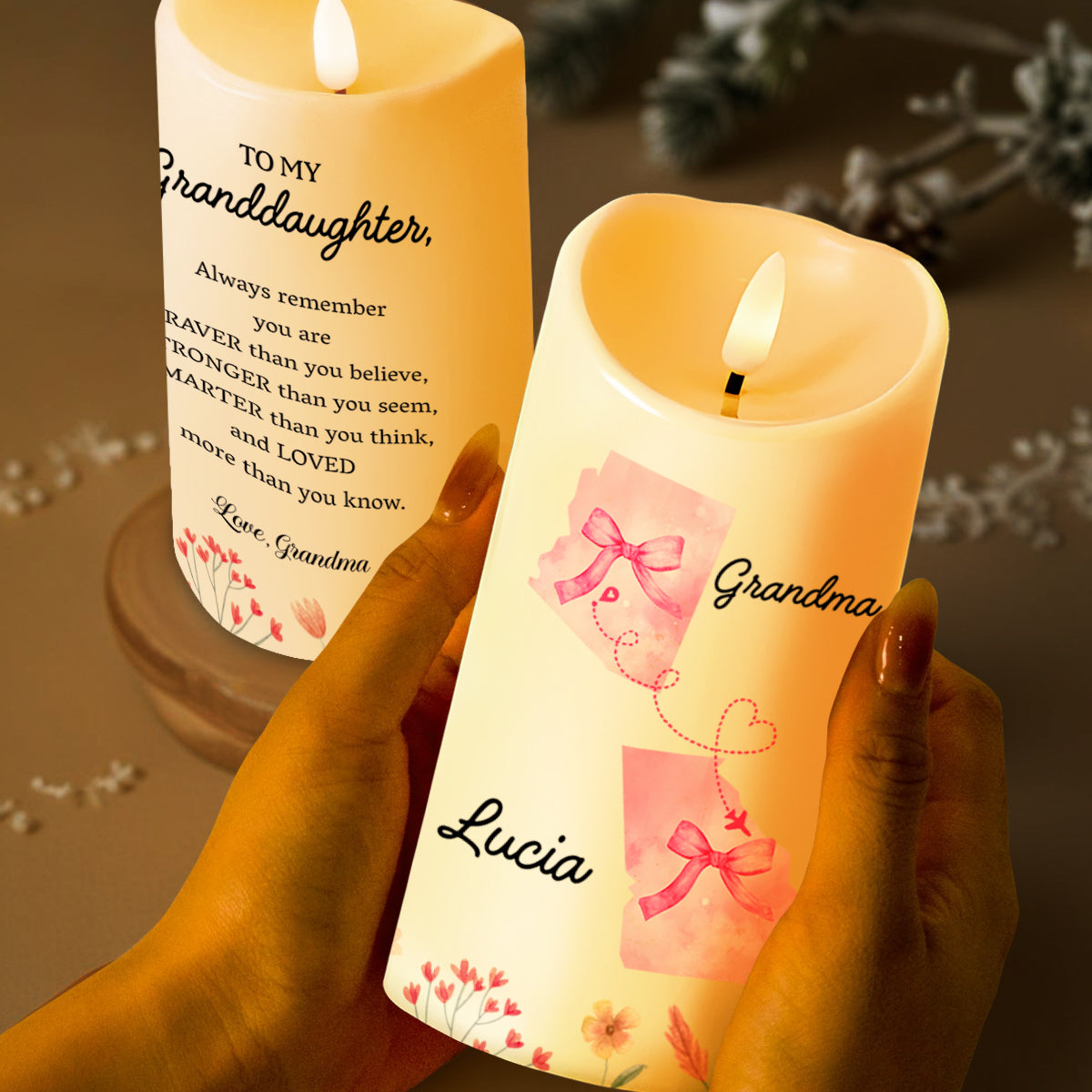 Granddaughter Bravery And Strength Inspirational Quote - Personalized Custom LED Candle - GDT180_LECA