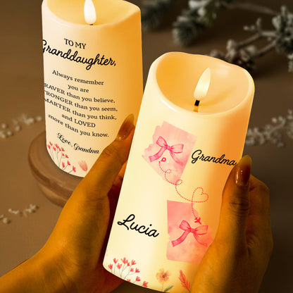 Granddaughter Bravery And Strength Inspirational Quote - Personalized Custom LED Candle - GDT180_LECA