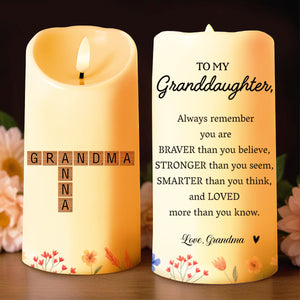 Braver, Stronger, Smarter, Loved, Floral Design - Personalized Custom LED Candle - GDT181_LECA