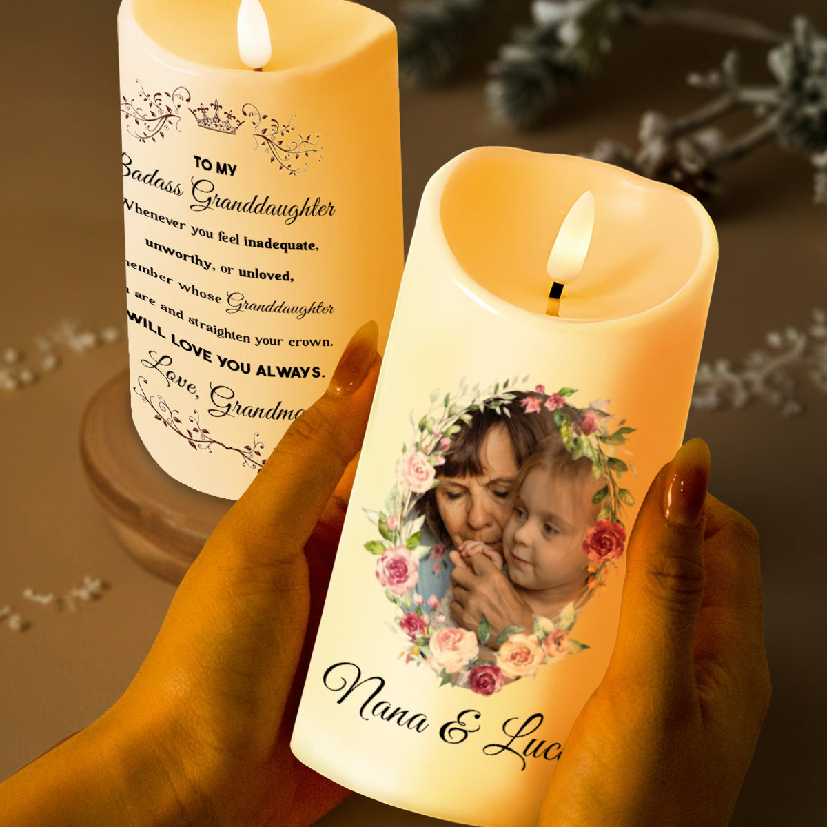 Whenever You Feel Inadequate, Straighten Your Crown, Flowers - Personalized Custom LED Candle - GDT183_LECA
