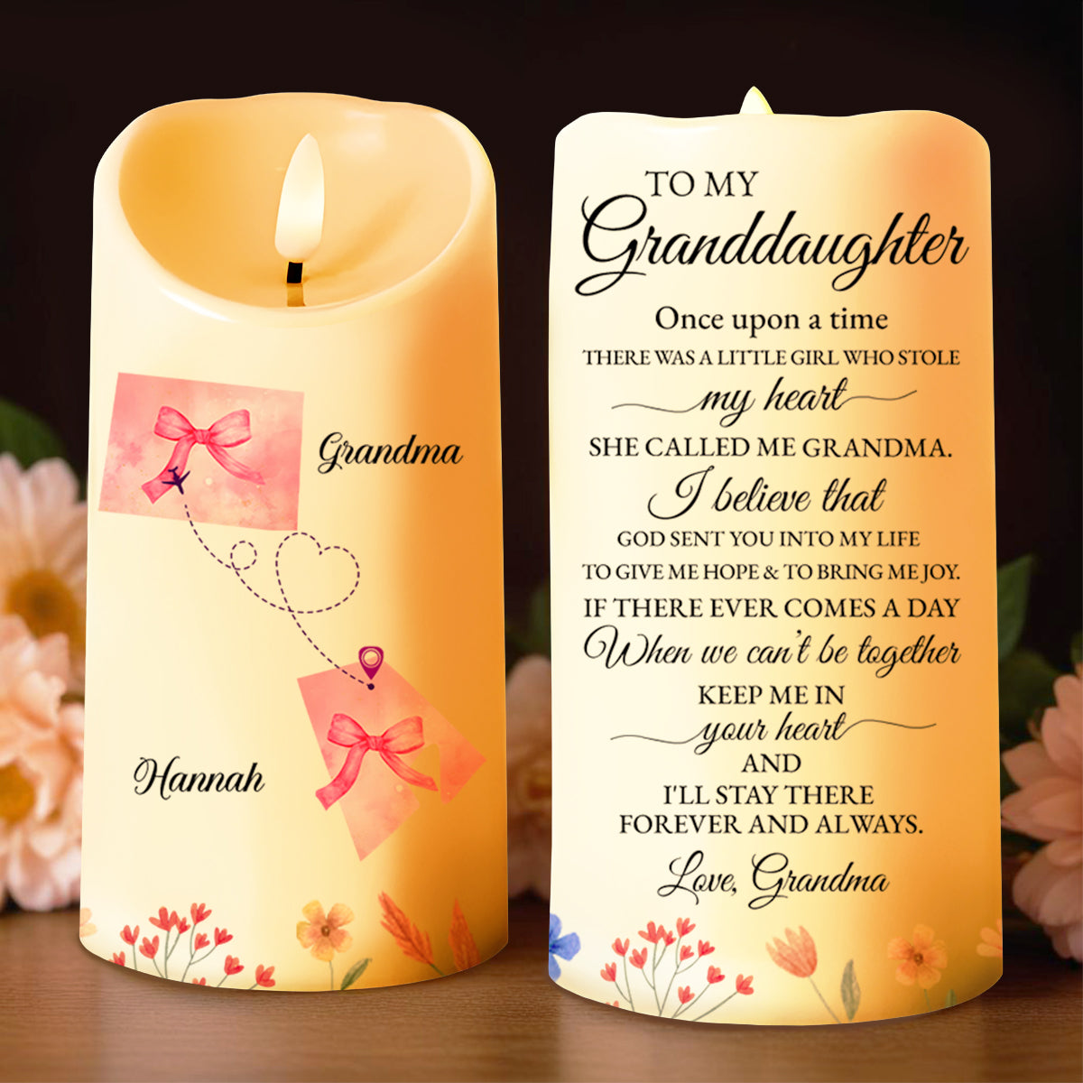 Grandma's Love and Joy Forever in My Heart - Personalized Custom LED Candle - GDT184_LECA