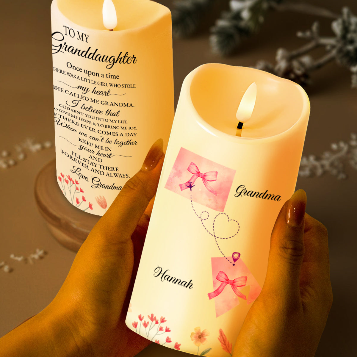 Grandma's Love and Joy Forever in My Heart - Personalized Custom LED Candle - GDT184_LECA