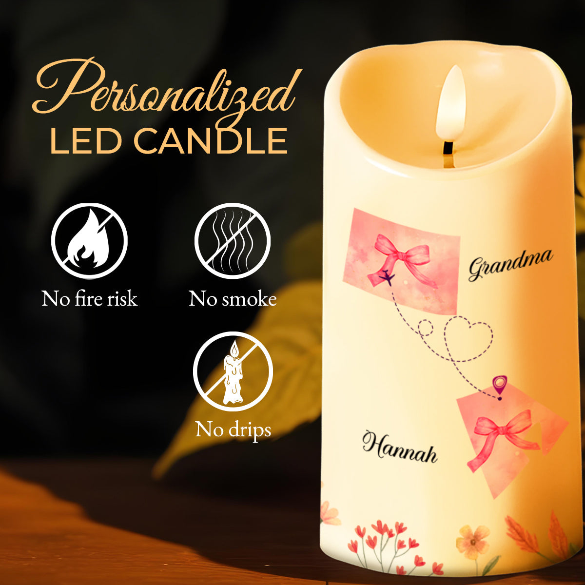 Grandma's Love and Joy Forever in My Heart - Personalized Custom LED Candle - GDT184_LECA