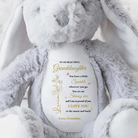 To My Beautiful Granddaughter, You leave a little Sparkle, Stuffed Bunny with Stars - Personalized Stuffed Bunny - GDT187_BUN