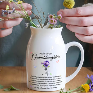 To My Sweet Granddaughter Love and Encouragement Ceramic Vase - Personalized Ceramic Flower Vase
