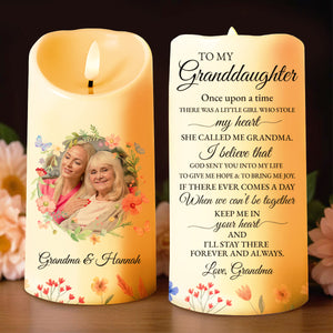 Love Message To Granddaughter Surrounding Flowers - Personalized Custom LED Candle - GDT193_LECA