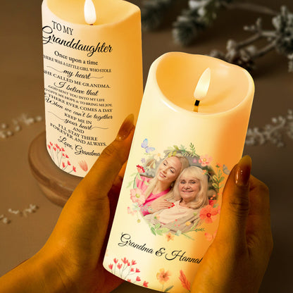 Love Message To Granddaughter Surrounding Flowers - Personalized Custom LED Candle - GDT193_LECA