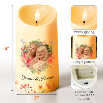 Love Message To Granddaughter Surrounding Flowers - Personalized Custom LED Candle - GDT193_LECA