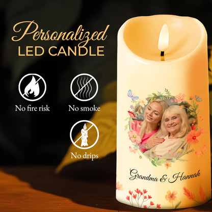 Love Message To Granddaughter Surrounding Flowers - Personalized Custom LED Candle - GDT193_LECA