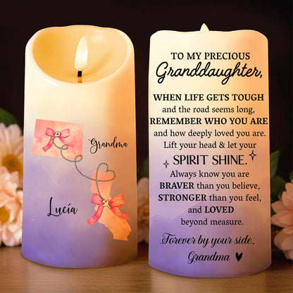 Let Your Spirit Shine, Ribbon And Heart Chain Design - Personalized Custom LED Candle - GDT194_LECA