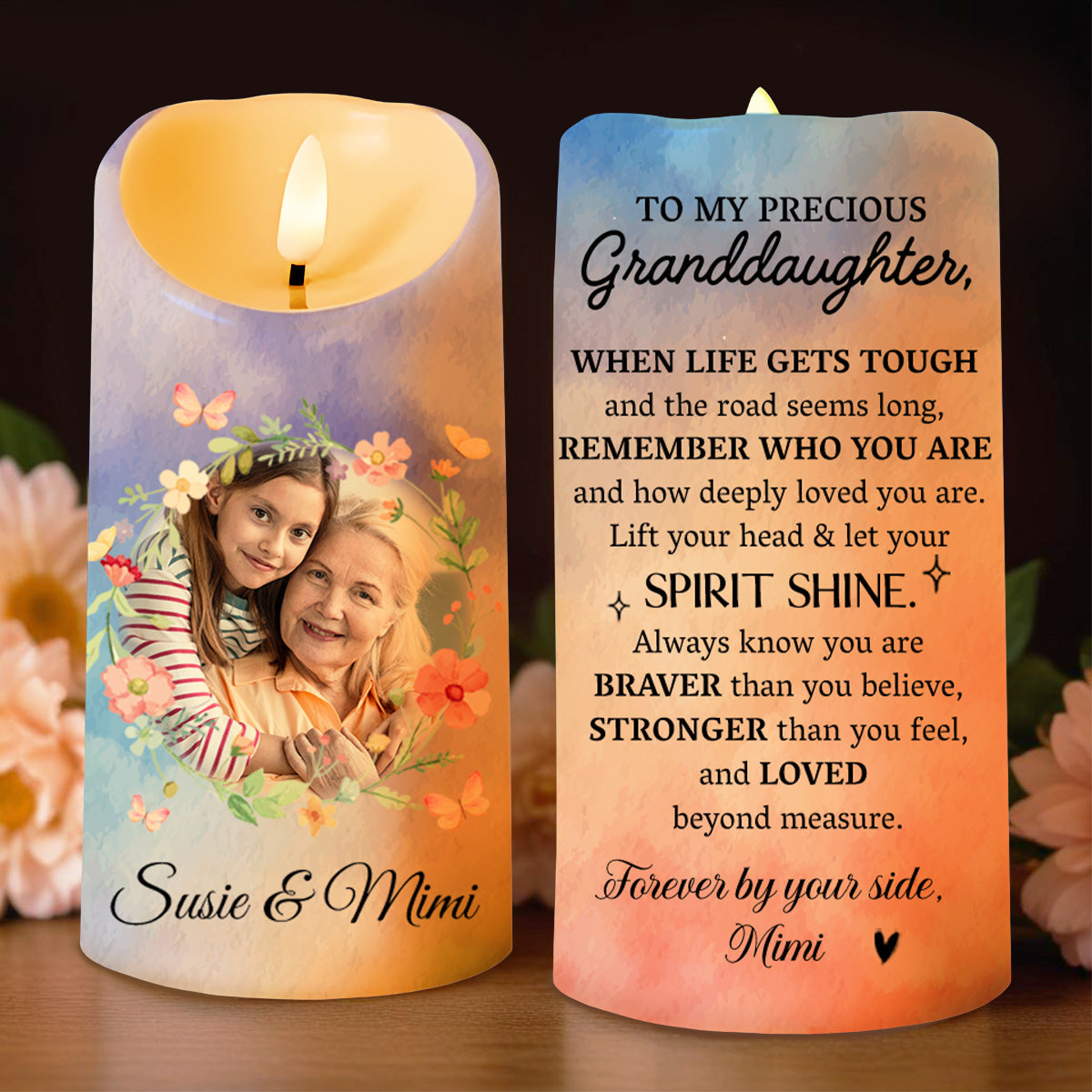Spirit Shine Braver Stronger Loved Personalized Custom Candle - Personalized Custom LED Candle - GDT196_LECA