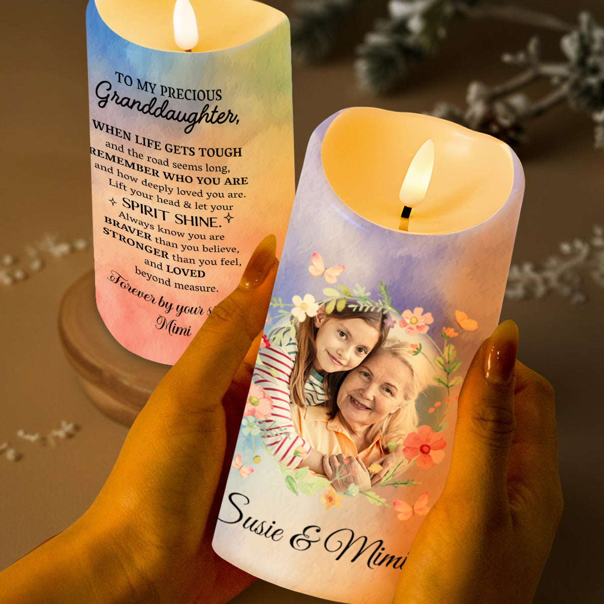 Spirit Shine Braver Stronger Loved Personalized Custom Candle - Personalized Custom LED Candle - GDT196_LECA