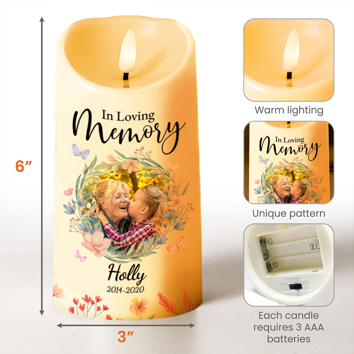 Heaven Is Beautiful Because Of My Granddaughter, Flowers Embrace - Personalized Custom LED Candle - GDT203_LECA