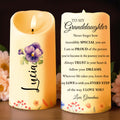 Follow Your Dreams Trust Your Heart Message With Pansy Flowers - Personalized Custom LED Candle - GDT208_LECA