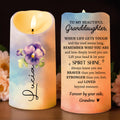 Spirit Shine Floral Design For Beloved Granddaughter - Personalized Custom LED Candle - GDT209_LECA