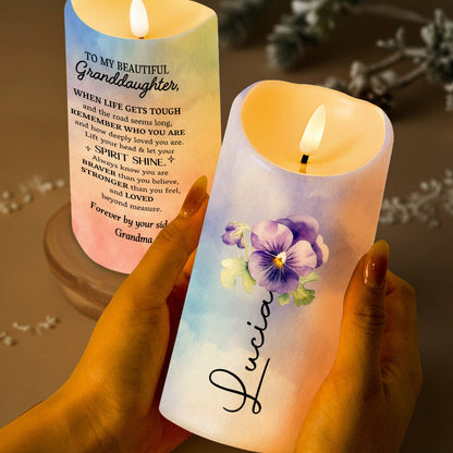 Spirit Shine Floral Design For Beloved Granddaughter - Personalized Custom LED Candle - GDT209_LECA