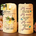 Heartfelt Memorial Candle With Butterflies And Flowers - Personalized Custom LED Candle - GDT220_LECA