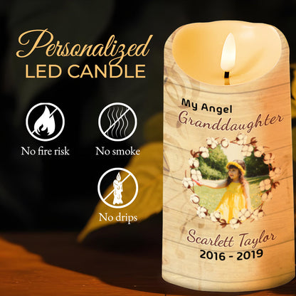 Heartfelt Memorial Candle With Butterflies And Flowers - Personalized Custom LED Candle - GDT220_LECA