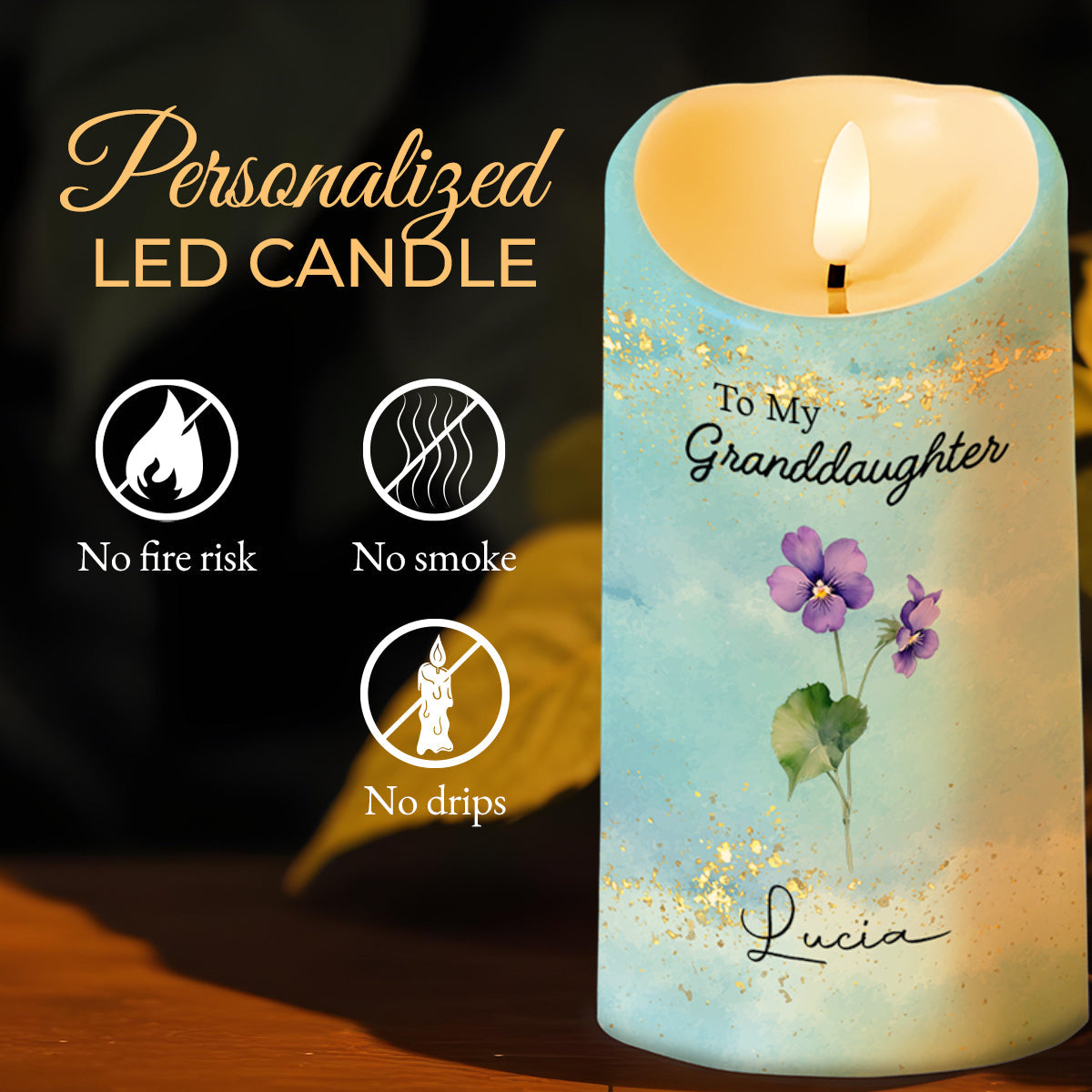 Braver Stronger Loved Inspirational Quote With Flowers - Personalized Custom LED Candle - GDT222_LECA