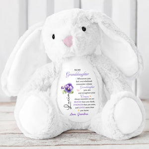 To My Granddaughter, Whenever you feel overwhelmed remember whose Granddaughter you are, Stuffed Bunny and Flowers - Personalized Stuffed Bunny - GDT223_BUN
