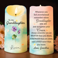 To My Granddaughter Crown And Flowers Quote - Personalized Custom LED Candle - GDT223_LECA